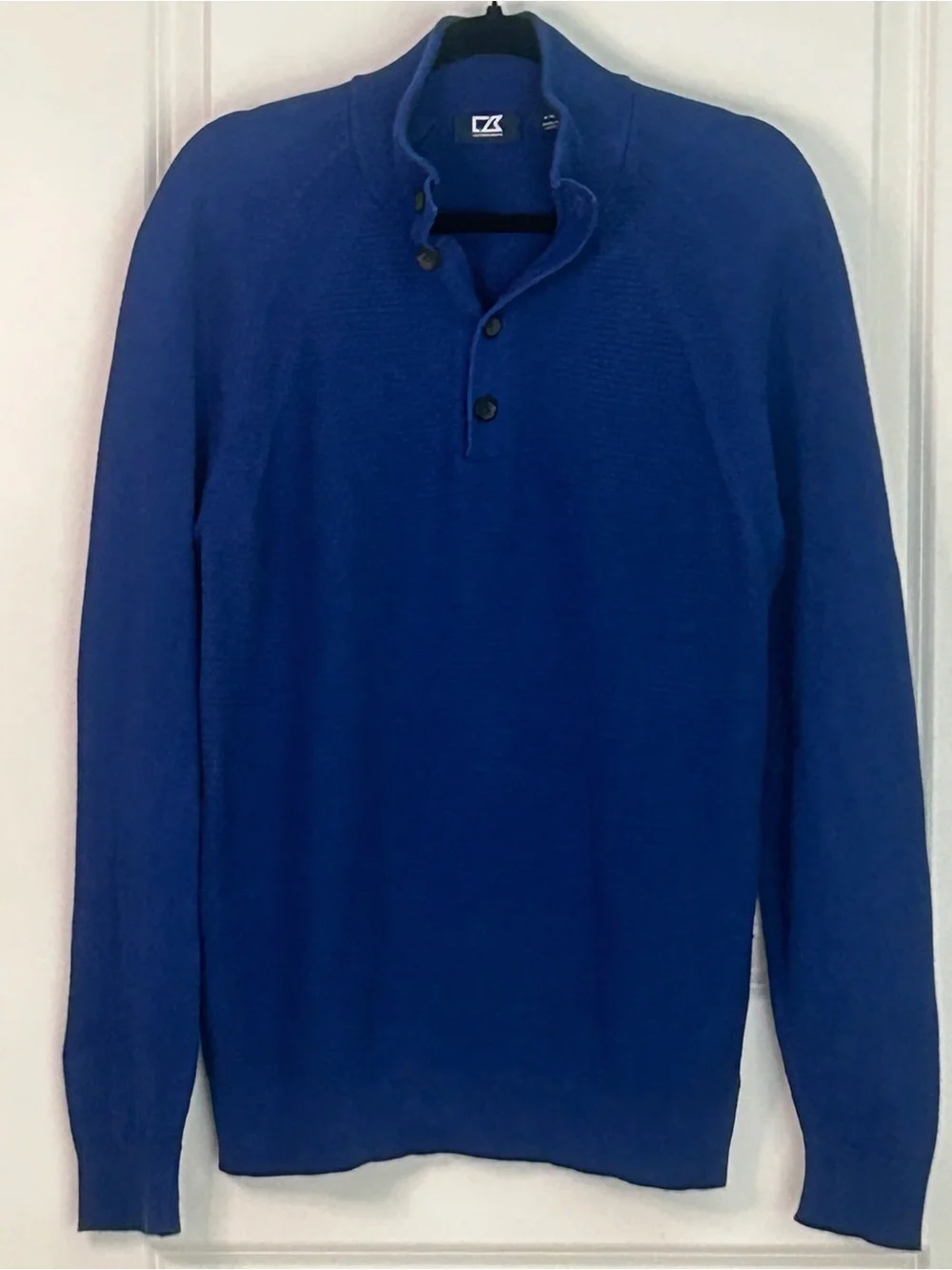 Cutter & Buck Sweater Men's L Royal Blue 100% Cotton Golf Classic Fall Essential